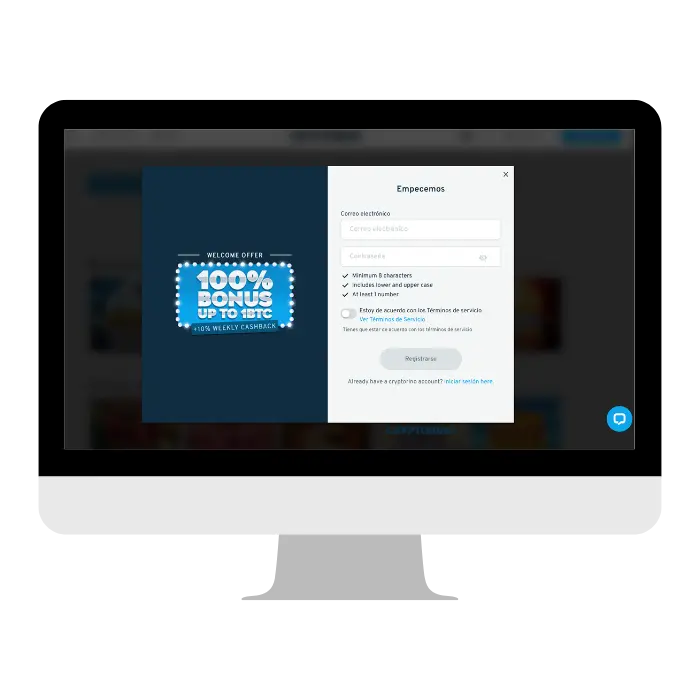 Registro e Iniciar sesión en Cryptorino